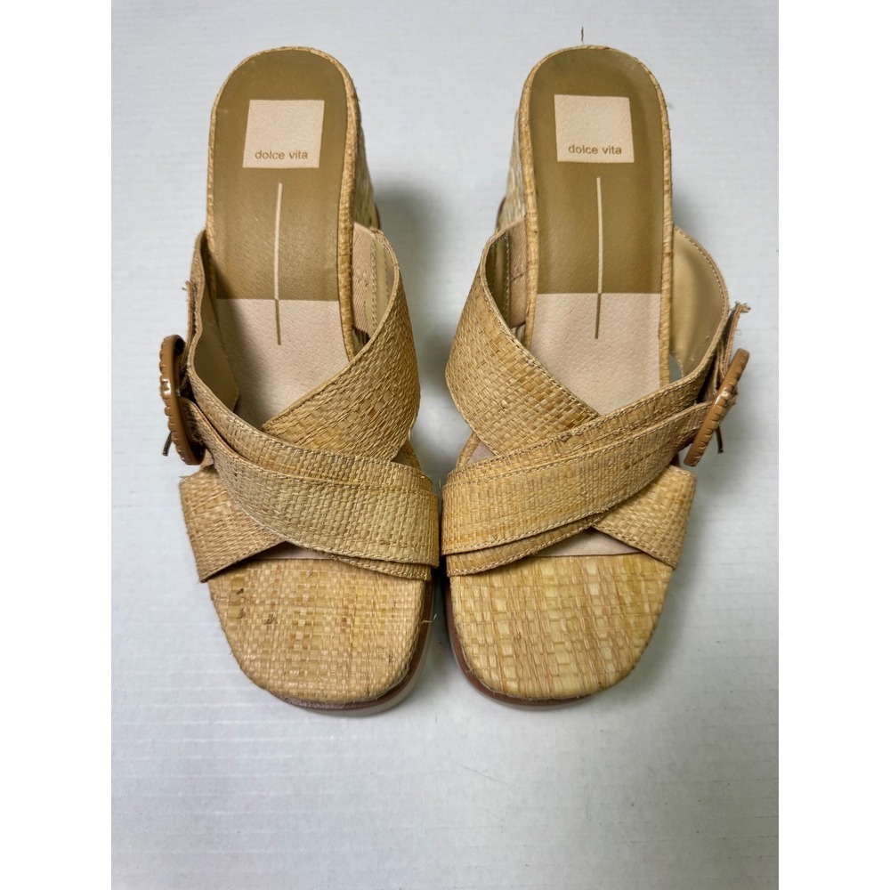 Dolce Vita Lisbet Wedge Sandel Light Natural Raffia 9.5 Coastal boho - Picture 3 of 8
